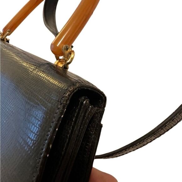 Gucci Top Handle black lizard print Bag - Picture 3 of 16